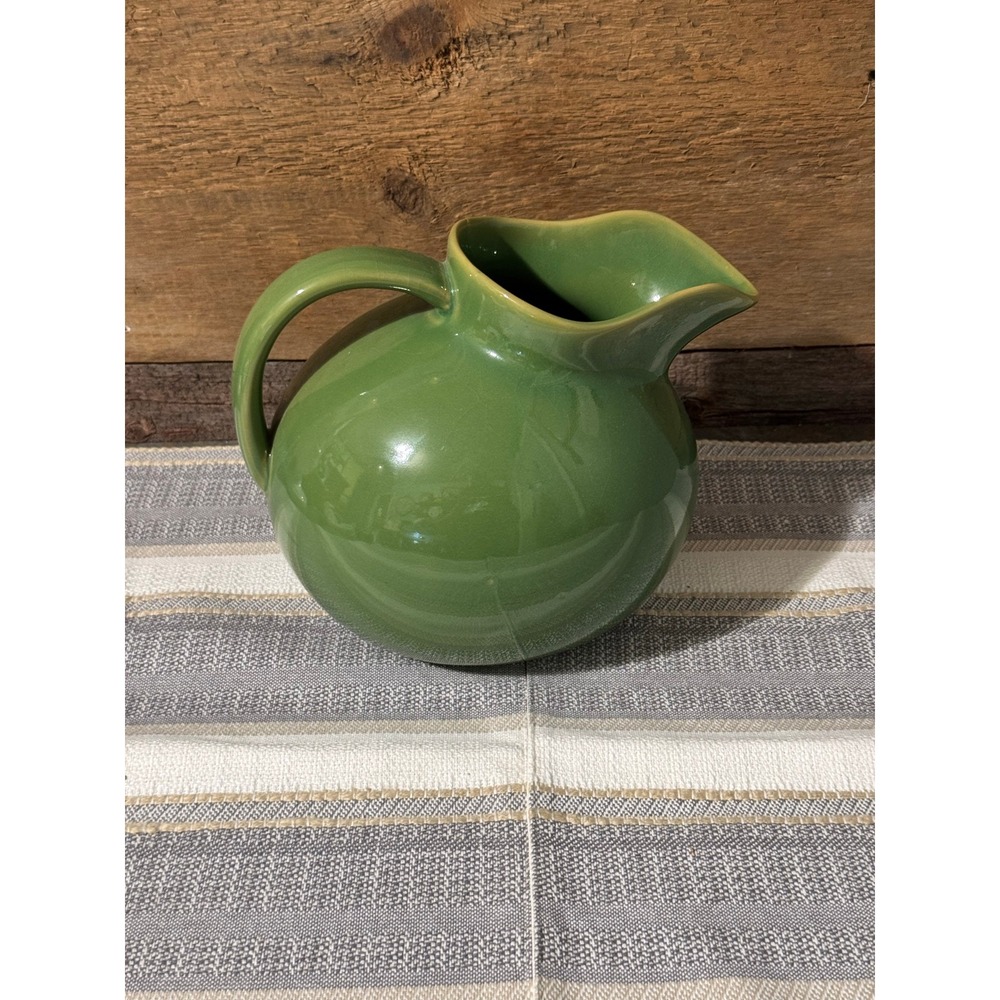 Green Ceramic Pitcher Round Body Classic Kitchen Decor Serving Beverage
